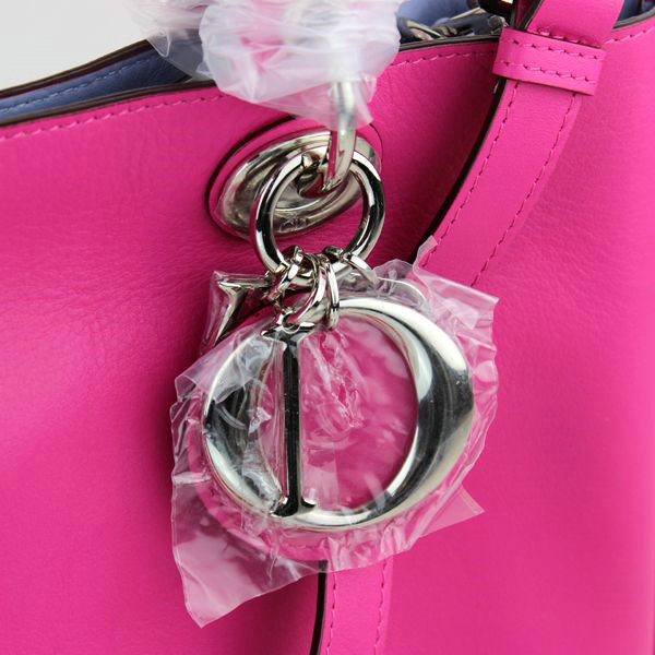 Christian Dior diorissimo original calfskin leather bag 44373 rose red & light purple - Click Image to Close